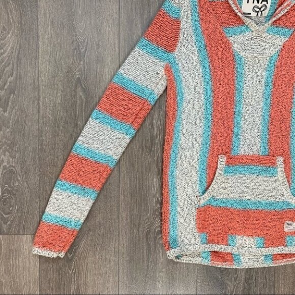 Aritzia TNA Cotton Baja Sweater Pullover Hoodie pullover Orange Blue Size XS - Picture 5 of 13